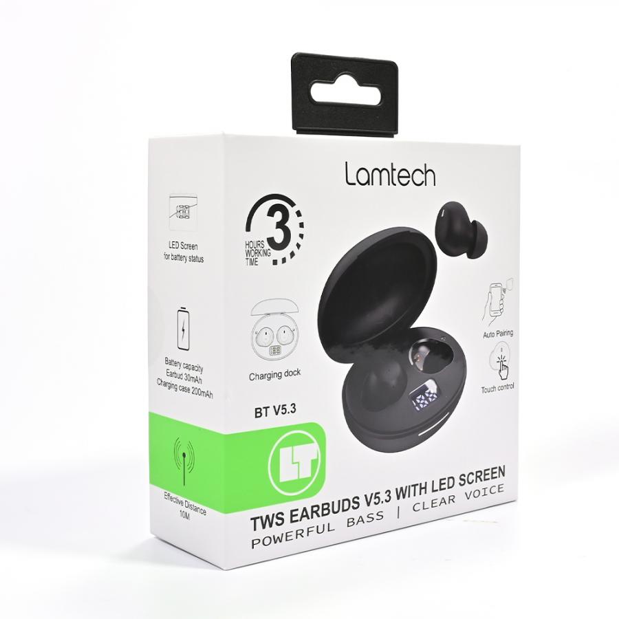 LAMTECH TWS EARBUDS V5.3 WITH LED SCREEN BLACK