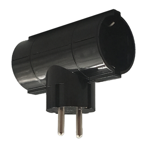 LAMTECH POWER SOCKET SPLITTER WITH 2 SCHUKO OUTLETS BLACK