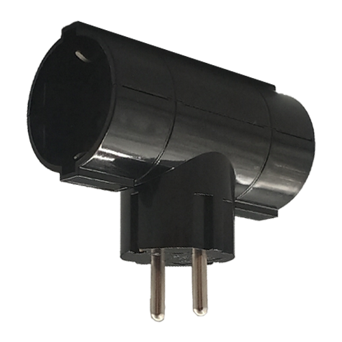 LAMTECH POWER SOCKET SPLITTER WITH 2 SCHUKO OUTLETS BLACK