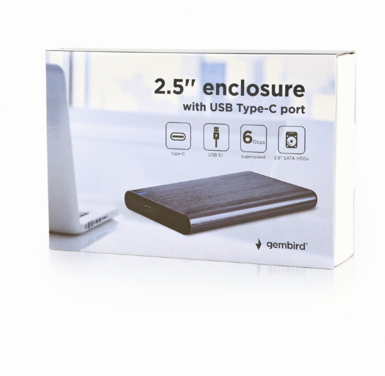 GEMBIRD USB 3.1 2,5' ENCLOSURE TYPE-C PORT GREY