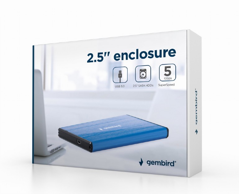 GEMBIRD USB 3.0 2.5' ENCLOSURE BRUSHED ALUMINUM DEEP BLUE