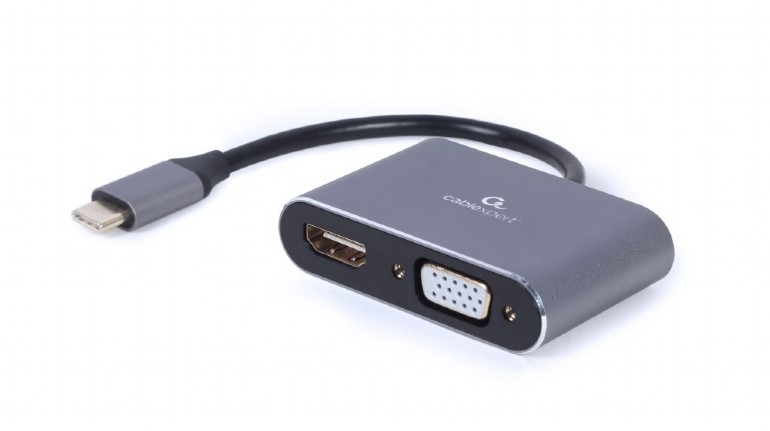CABLEXPERT USB TYPE-C TO HDMI + VGA DISPLAY ADAPTER SPACE GREY RETAIL PACK