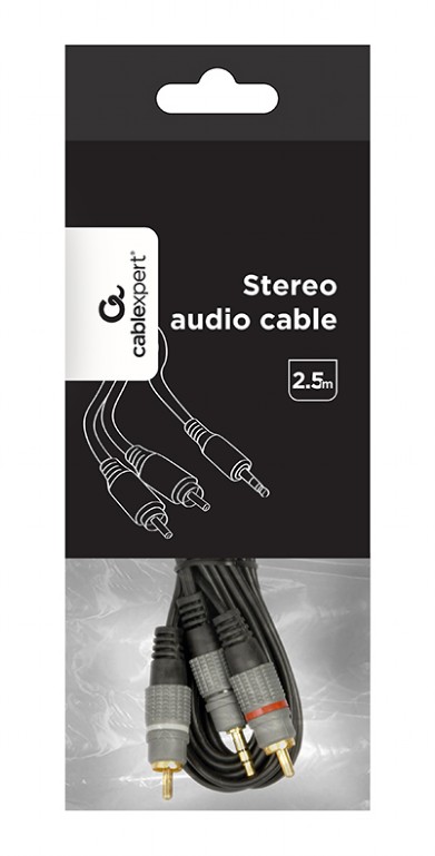 CABLXPERT 3,5MM STEREO PLUG TO 2*RCA PLUGS 2,5M CABLE GOLD-PLATED CONNECTORS