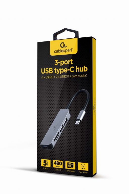 CABLEXPERT USB TYPE-C 3PORT USB HUB WITH CARD READER