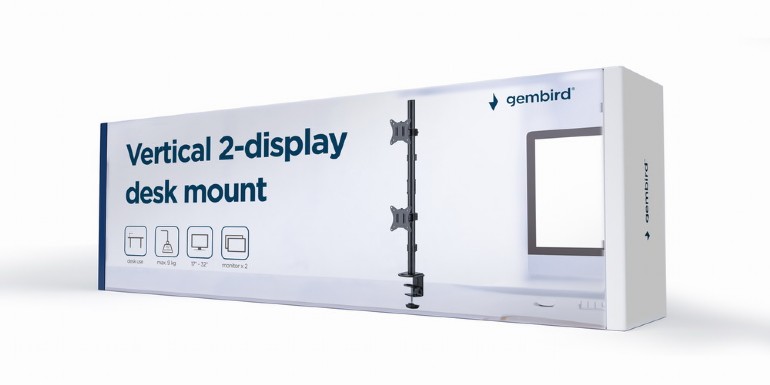 GEMBIRD ADJUSTABLE 2-DISPLAY VERTICAL DESK MOUNT 17'-32'