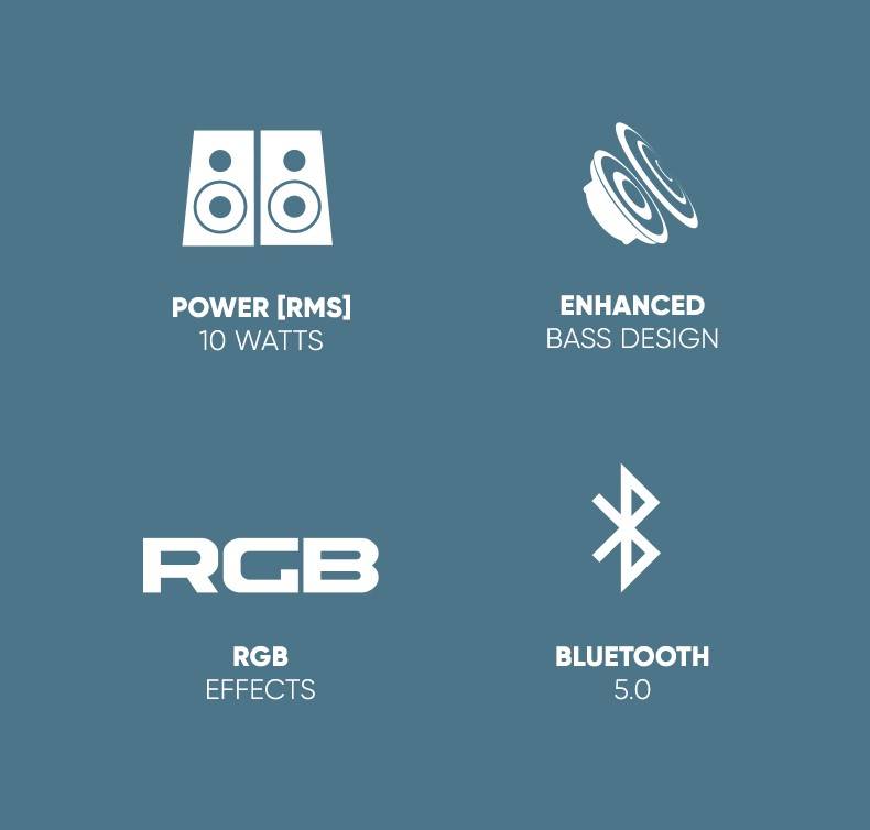 SONIC GEAR RGB BLUETOOTH 5.0 STEREO SYSTEM SPEAKER 2.0 iOX 2
