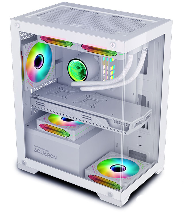 ARMAGGEDDON GAMING PC CASE MATX AQUARON WHITE