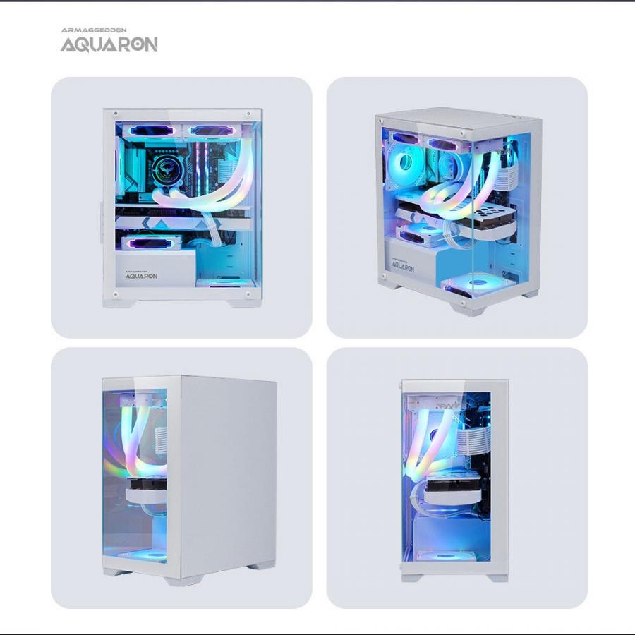 ARMAGGEDDON GAMING PC CASE MATX AQUARON WHITE