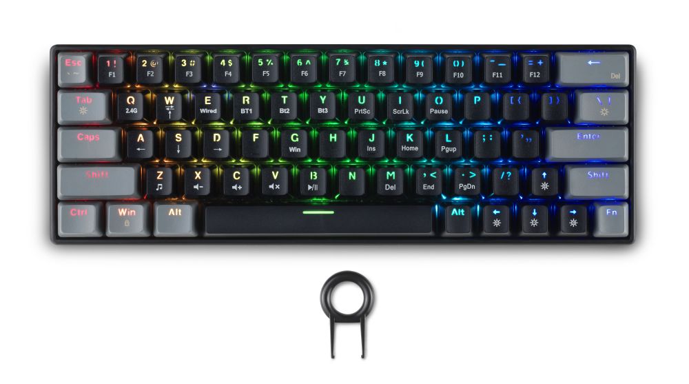Spartan Gear - Pegasus 2 RGB Wired  Wireless 63 keys Mechanical Gaming Keyboard (color: Black/Grey)