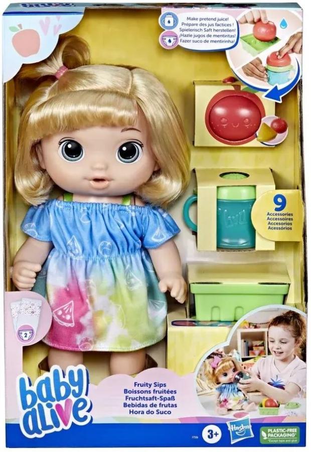 Hasbro Baby Alive: Fruity Sips Apple Blonde Hair Doll (F7356)