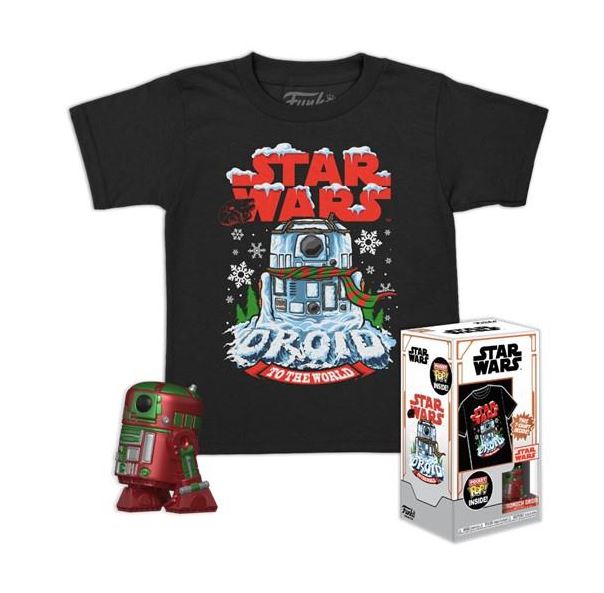 Funko Pocket Pop!  Tee (Child) Disney: Star Wars - Holiday R2-D2 (Metallic) Vinyl Figure  T-Shirt (S)