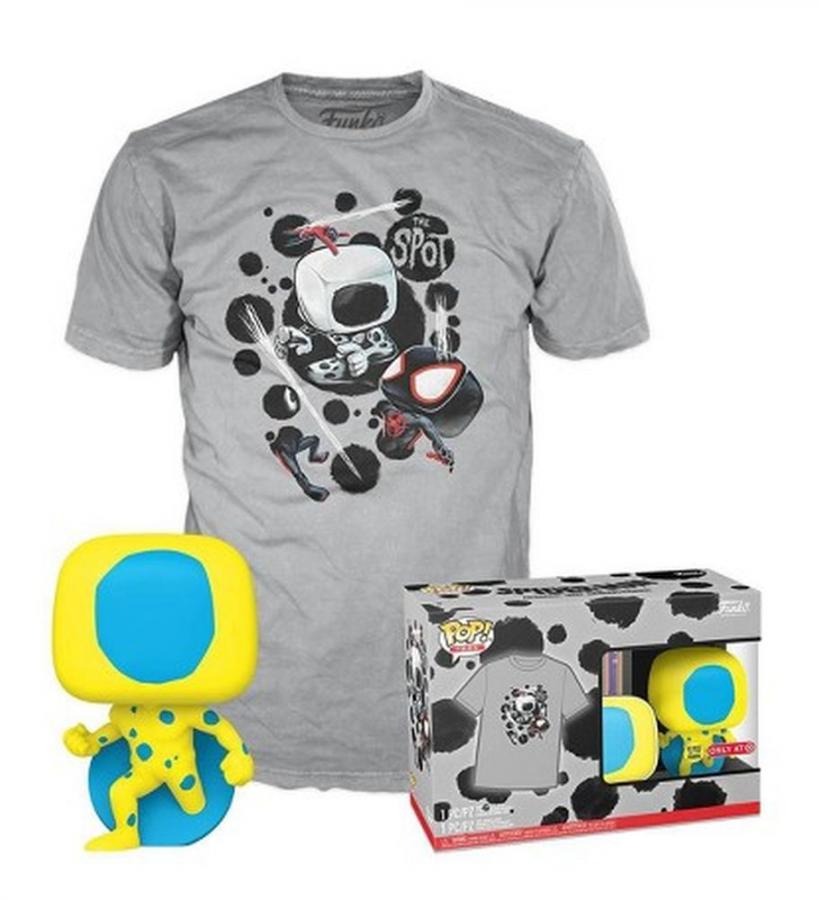 Funko Pop!  Tee (Adult) Marvel: Spider-Man Across the Spider-Verse - The Spot (Blacklight) (Special Edition) (Glows in the Dark) Bobble-Head Vinyl Figure and T-Shirt (L)