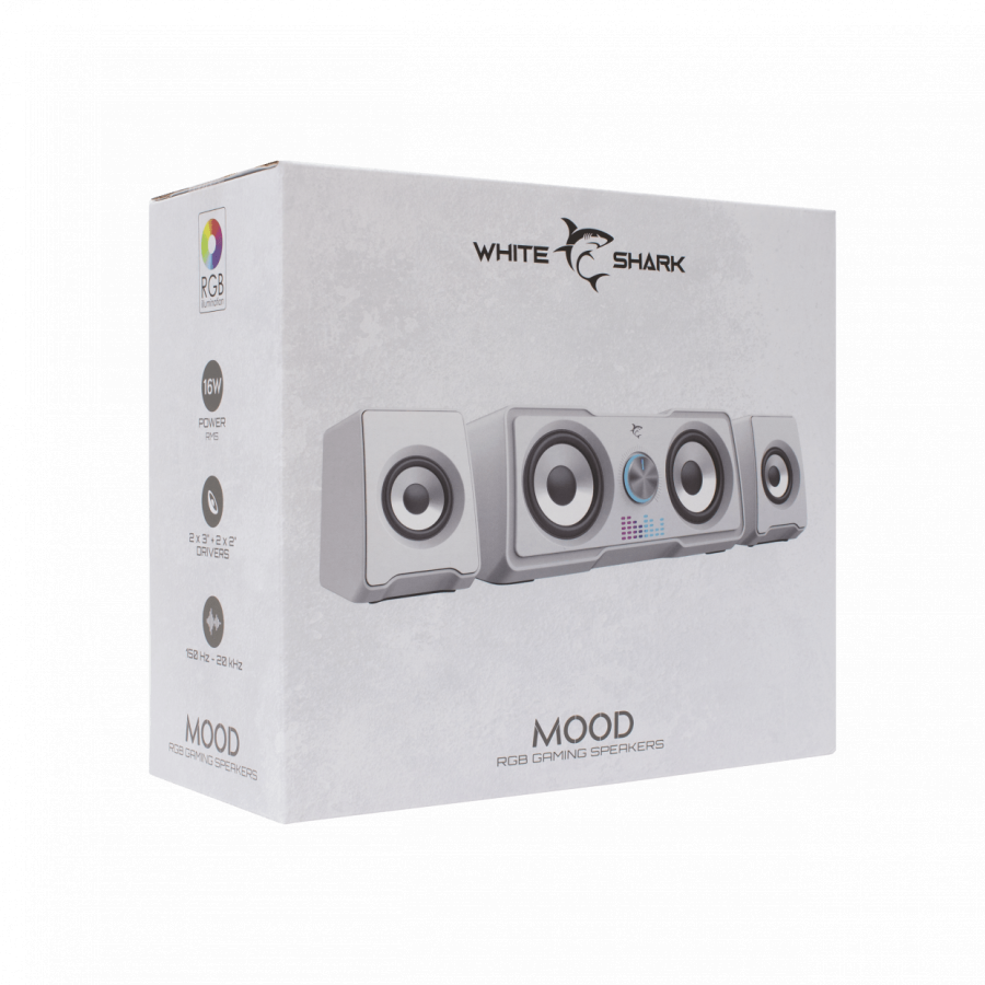 WHITE SHARK RGB GAMING 2.2 SPEAKERS MOOD WHITE