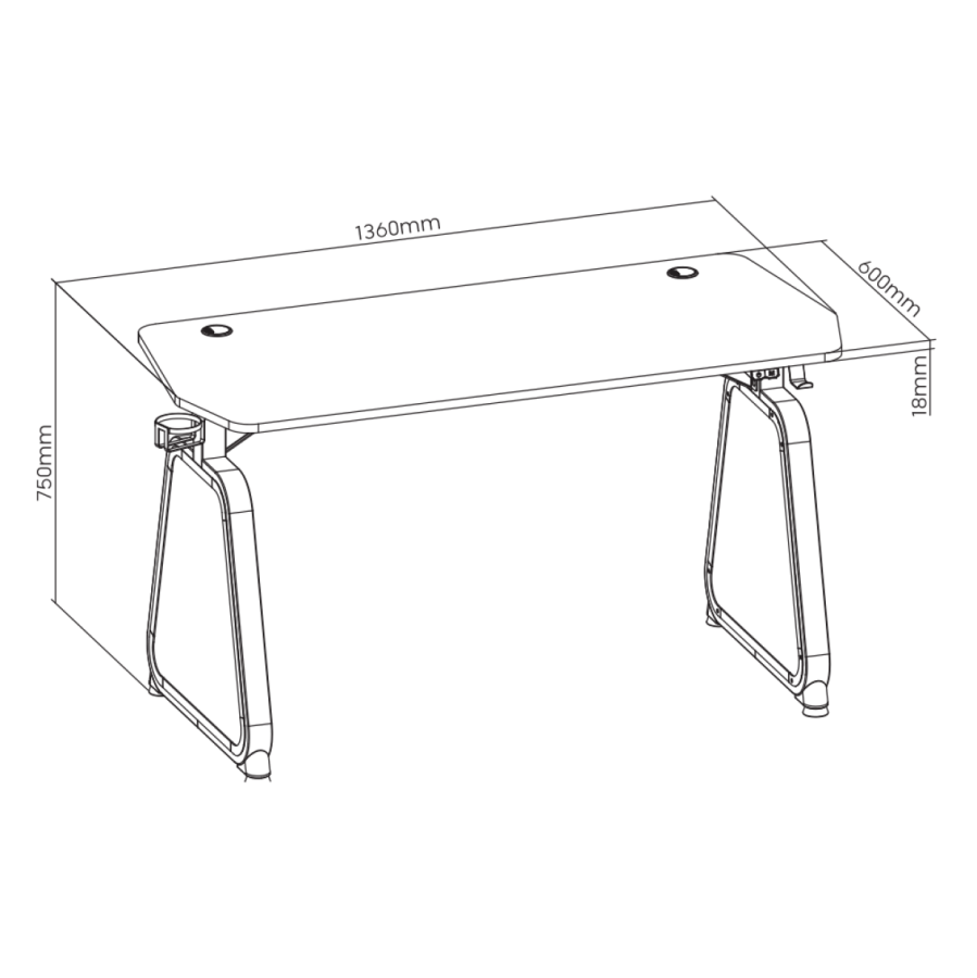 WHITE SHARK GAMING DESK WITH USB LIGHT EFFECTS  MEDUSA