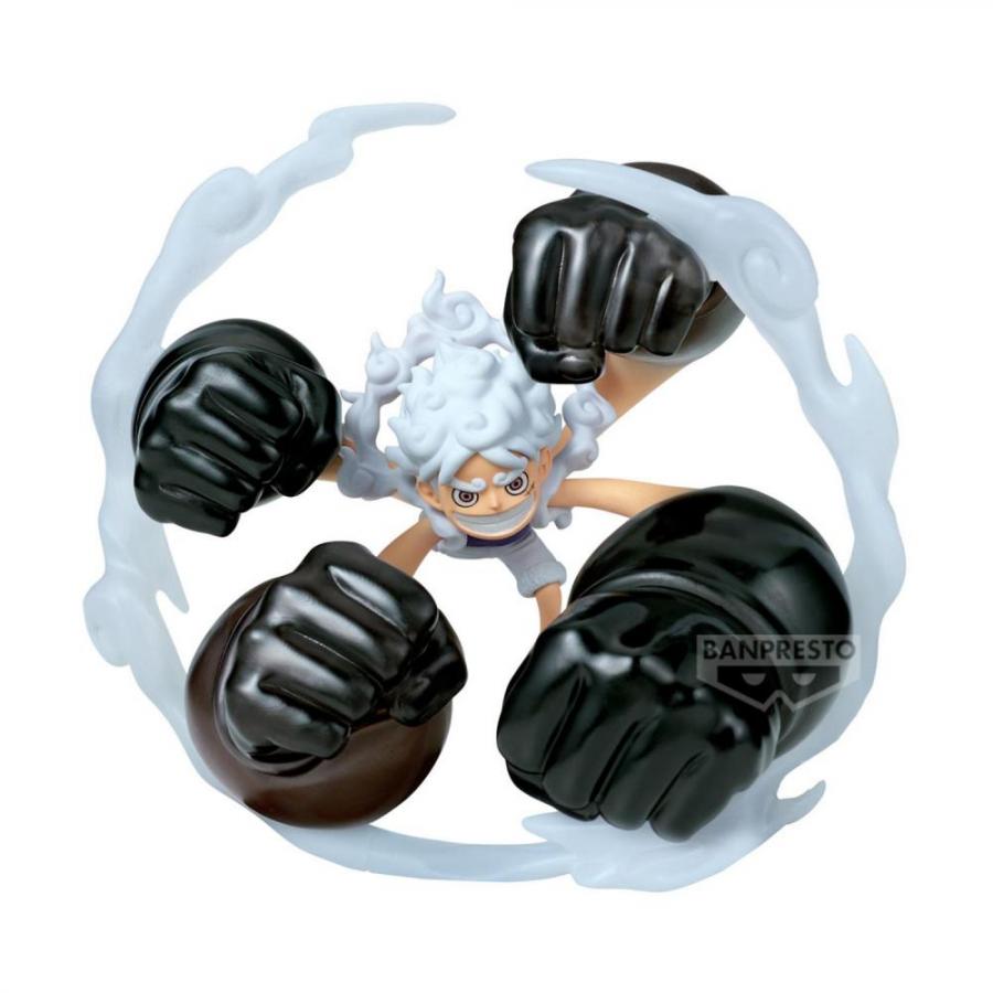 Banpresto World Collectable Figure: One Piece - Monkey D.Luffy (Gear5GumGum Dawn Gatling0 Statue (12cm) (69652)