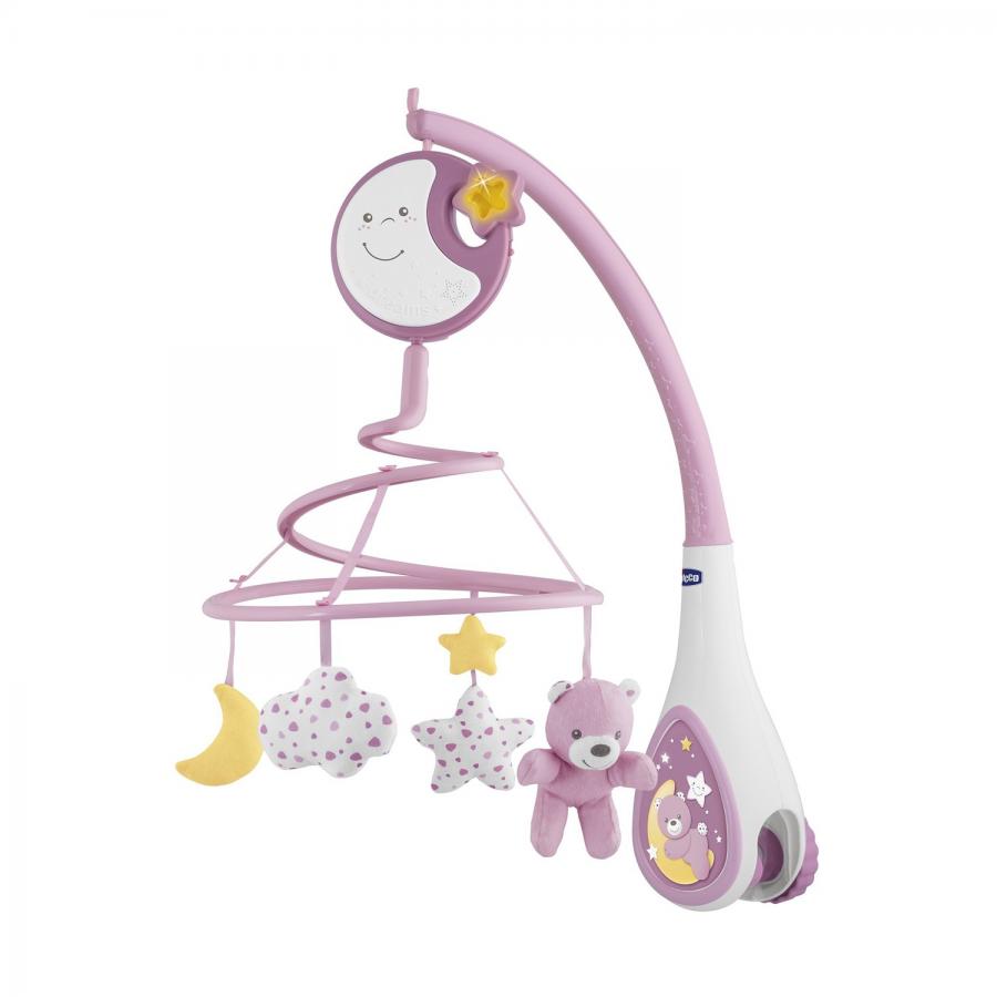 Chicco First Dreams: Βρεφικό Περιστρεφόμενο Κούνιας με Μελωδίες, 3 σε 1, Next2Dreams, Ροζ (Y01-07627-10)