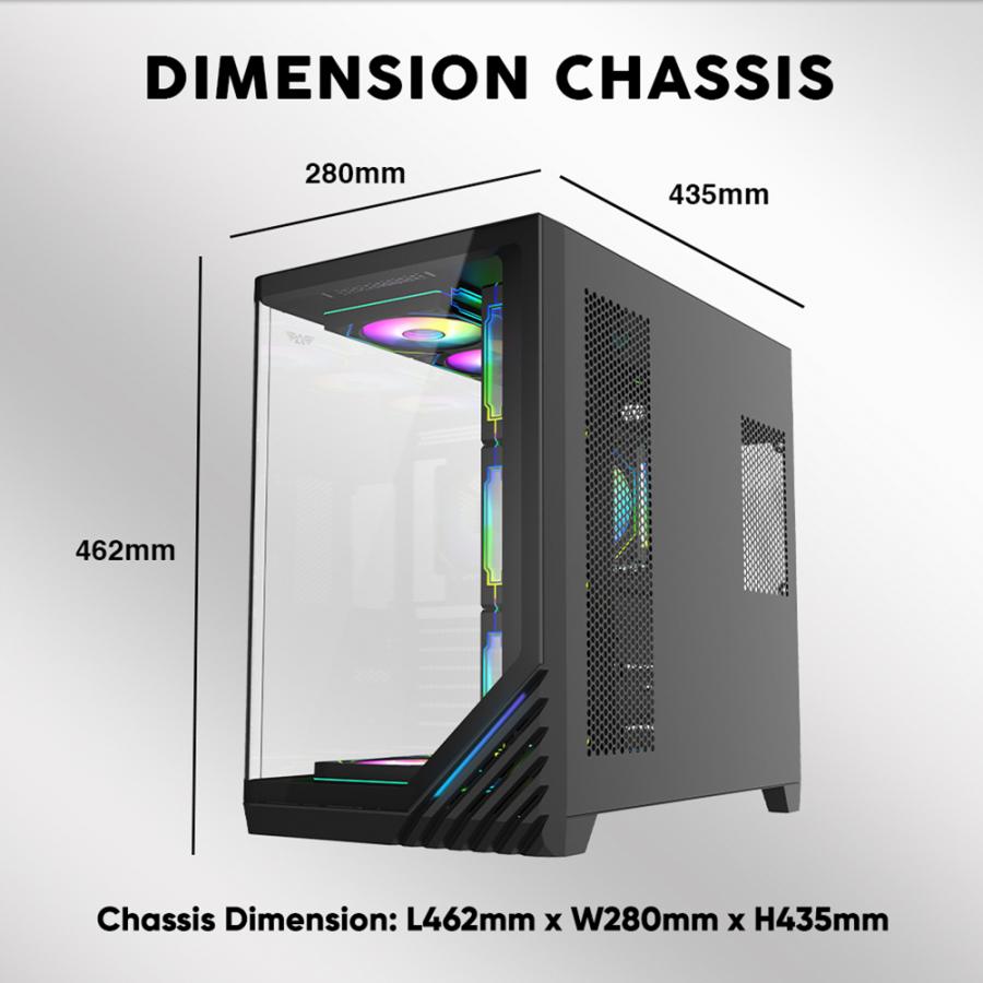 ARMAGGEDDON FULL ATX DUAL CHAMBER CHASSIS 10X ARGB FANS AQUARON X-CURVE GIGA 10 WHITE