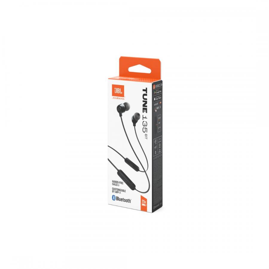 JBL Tune 135BT, Wireless EarBuds 3-button Mic/Remote (Black)