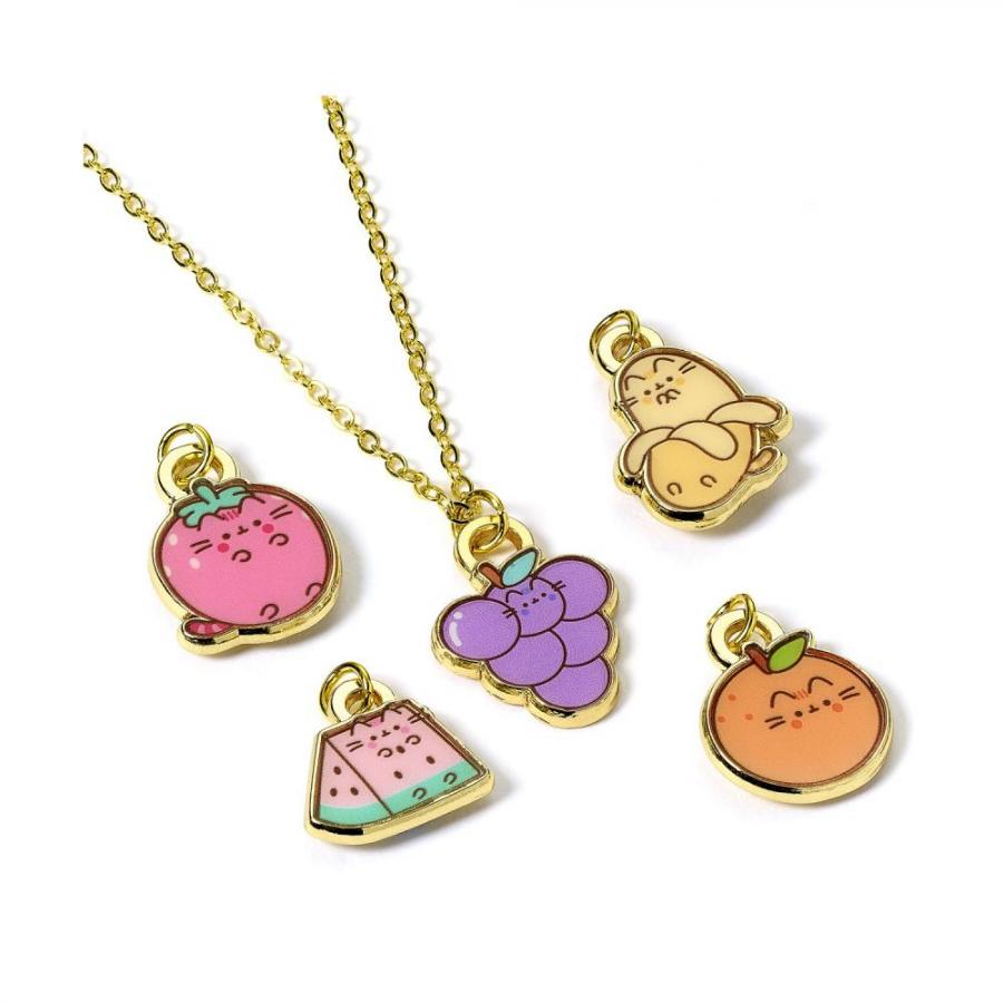 Carat Shop Pusheen - The Cat Multi Charm Fruits Themed Necklace Set (PTCNS124)
