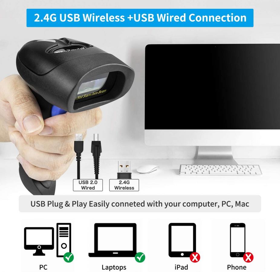 NETUM 2,4G WIRELESS QR BARCODE 2D SCANNER WITH STAND