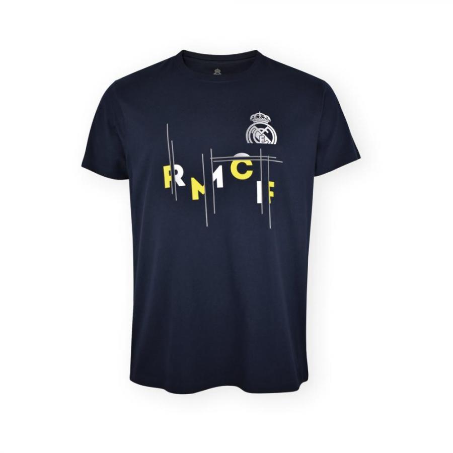 Real Madrid CF Official T-Shirt – Navy 'RMCF' Graphic Print – Size L (RM1CE113)
