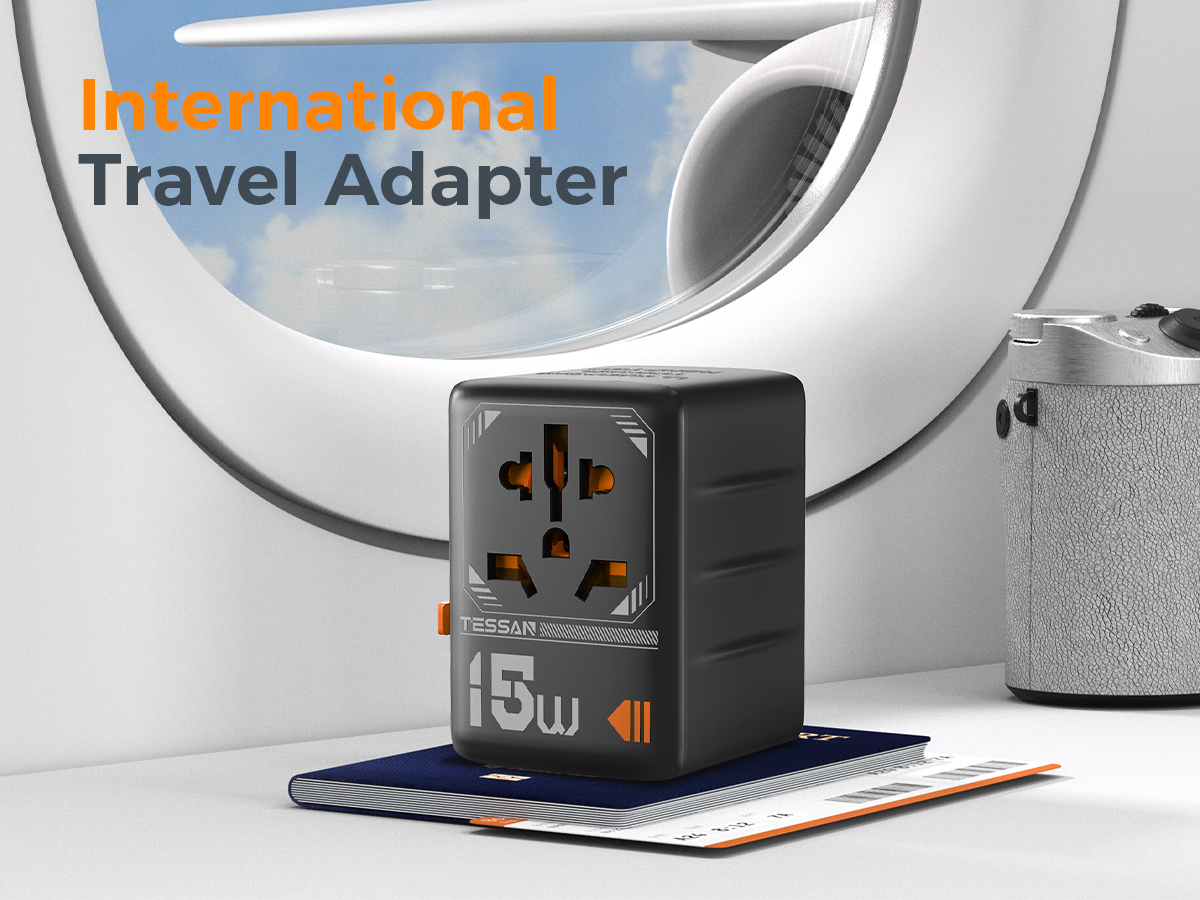 TESSAN UNIVERSAL TRAVEL ADAPTER 2xUSB, 1xTYPE-C MAX 15W