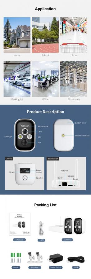 SRIHOME LOW POWER BATTERY SECURITY CAMERA SYSTEM 3MP