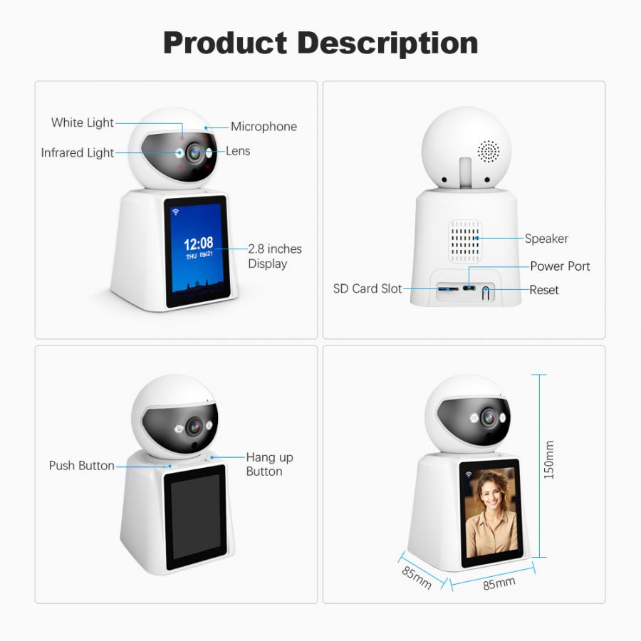 SRIHOME VIDEO CALLING SMART CAMERA 4MP WITH 2.8' DISPLAY SCREEN