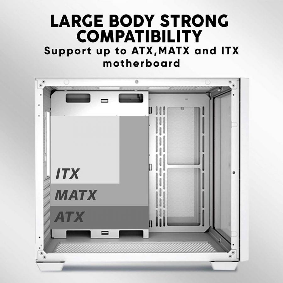 ARMAGGEDDON GAMING PC CASE FULL ATX TESSARAXX CORE 12 AIR WHITE