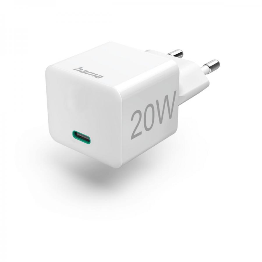 ---Hama Mini-charger, PD/QC, USB-C, 20W,White---