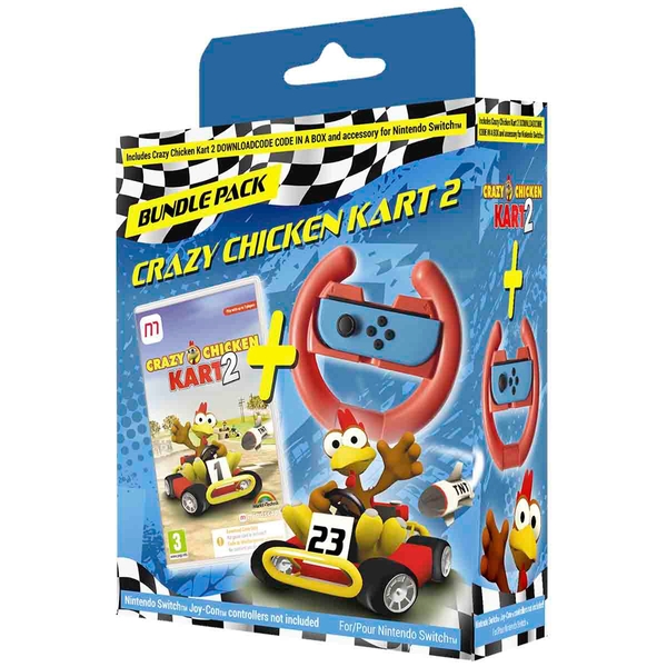 Crazy Chicken Kart 2  (Code in a Box) + Steering Wheel Bundle  Nintendo Switch  NEW