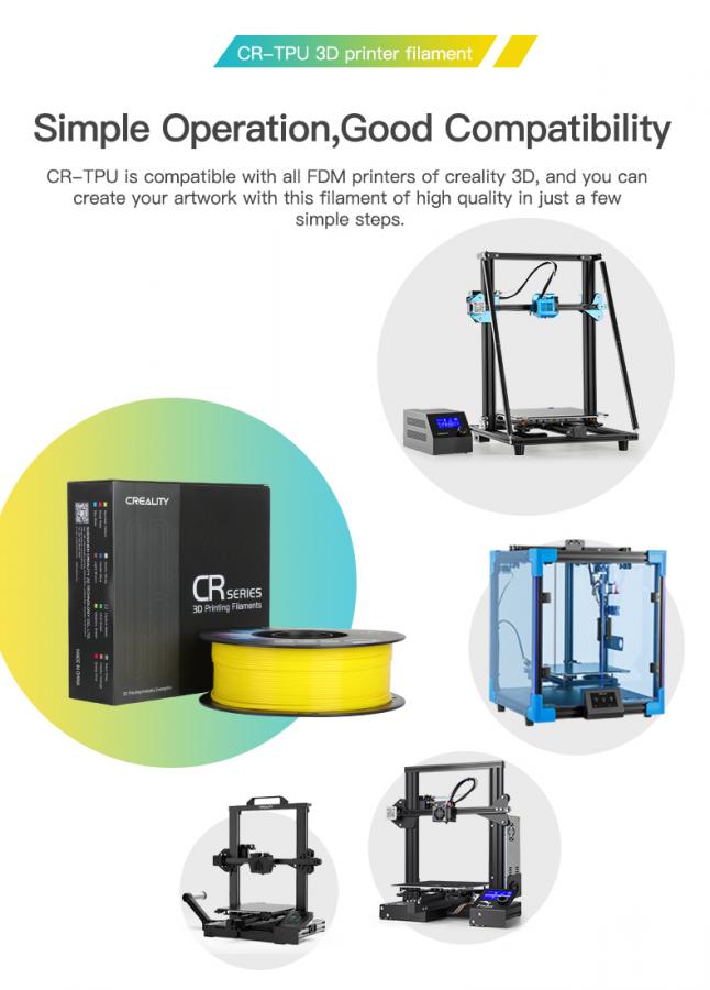 Creality CR-TPU White 3d Printer Soft Adhesive material Filament 1kg 1.75