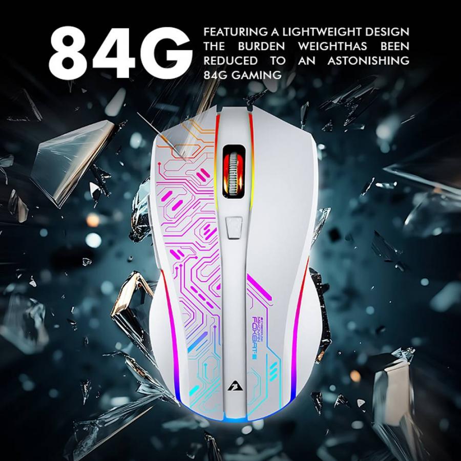 ARMAGGEDDON 2.4G WIRELESS GAMING MOUSE RGB 10000 CPI MIKOYAN FOXBAT-III CYBERPUNK BLACK