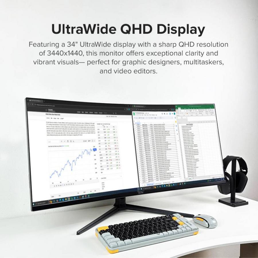 ARMAGGEDDON CURVED ULTRA WIDE GAMING MONITOR 34' PIXXEL+ XTREME SERIES SUPER G180 G-SYNC BLACK