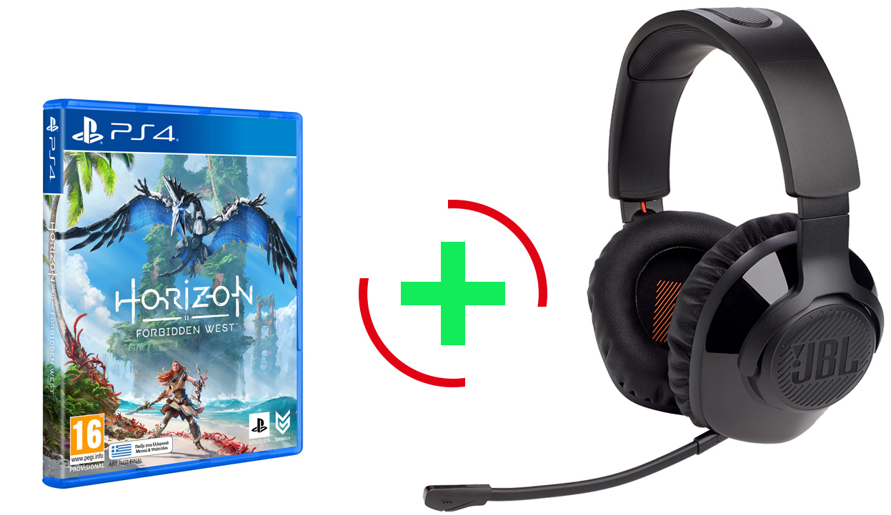 Horizon 2 Forbidden West  PS4  +PreOrder Bonus  + JBL Quantum 350, Over-Ear Wireless 2.4Ghz Gaming Headset, (Black)