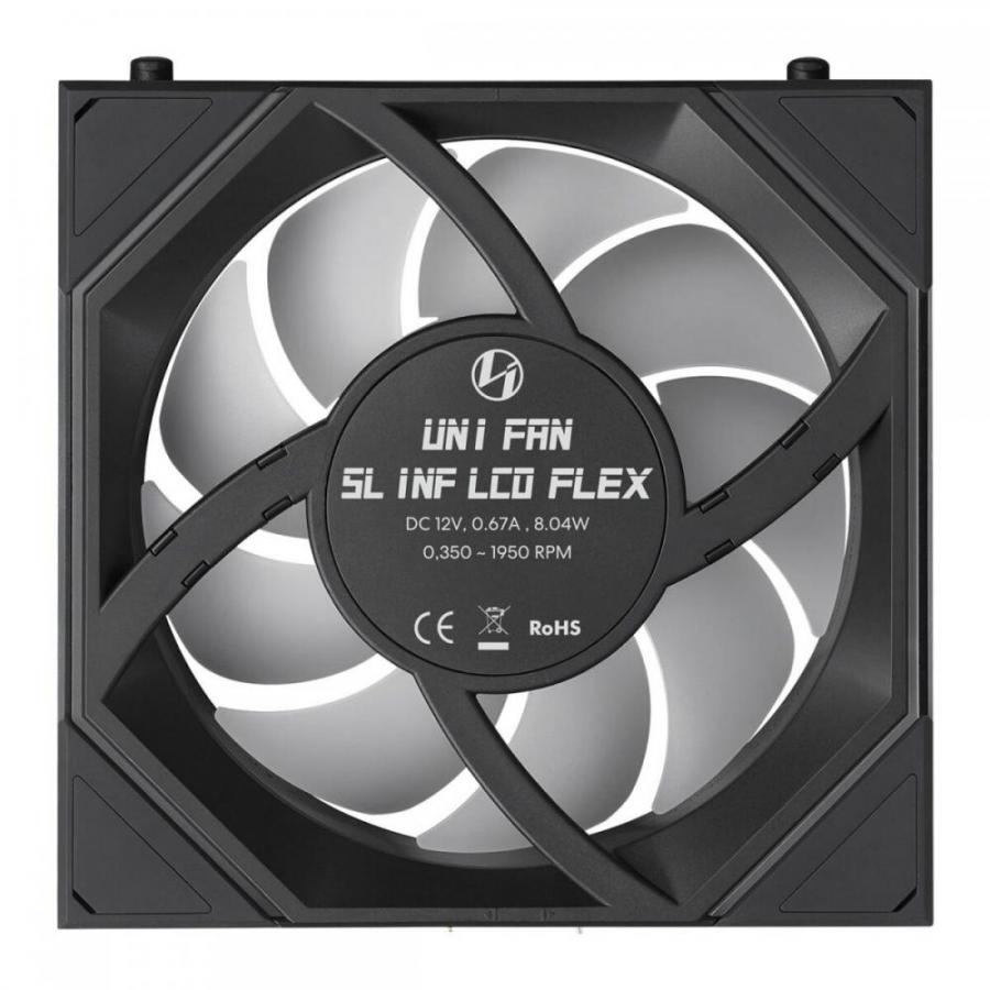 LIAN LI UNI FAN SL INF LCD FLEX Reverse - Black - Wireless 120 (1pc) Case Fan - No Controller Includ