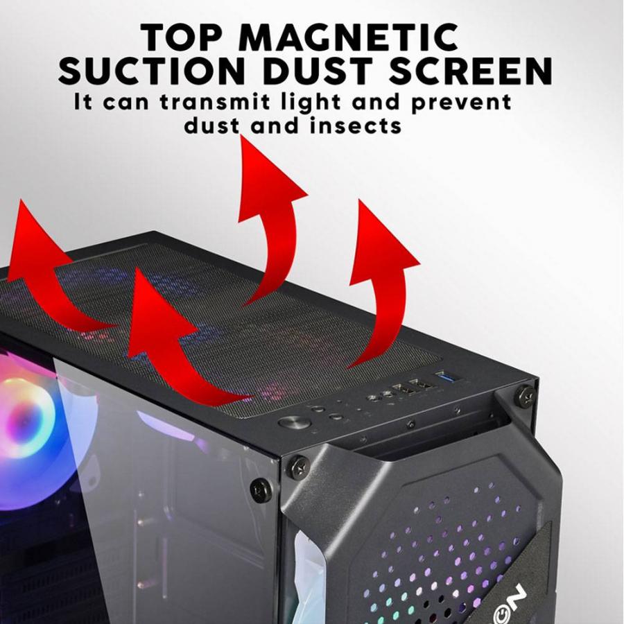 ARMAGGEDDON GAMING PC CASE WITH 4 ARGB FANS TRITRON PRO 200 WHITE