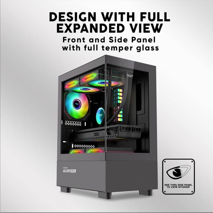 ARMAGGEDDON MICRO ATX GAMING PC CASE AQUARON DUPLEX BLACK
