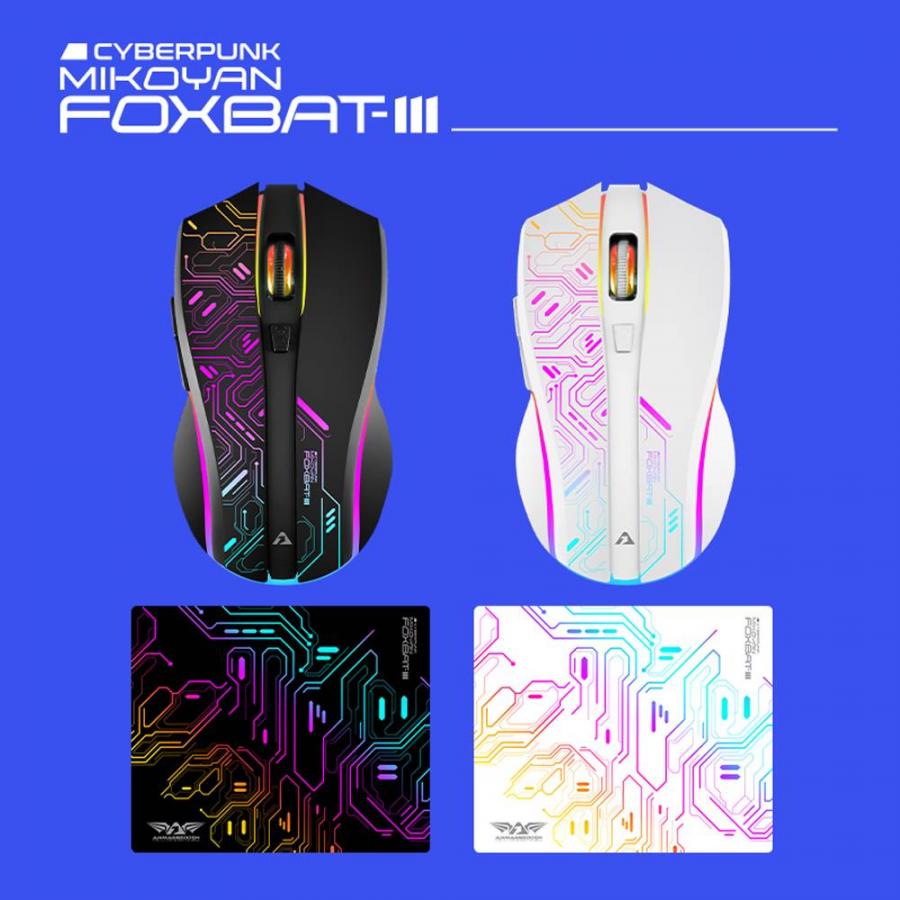 ARMAGGEDDON 2.4G WIRELESS GAMING MOUSE RGB 10000 CPI MIKOYAN FOXBAT-III CYBERPUNK BLACK