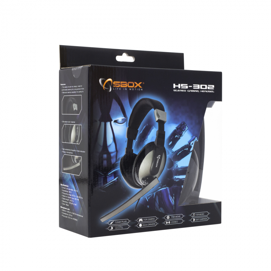 SBOX STEREO HEADSET WITH MIC BLACK