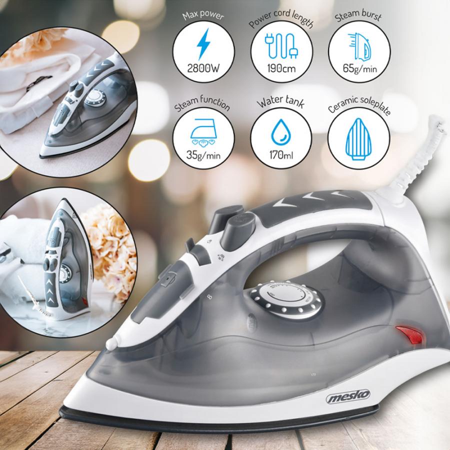 MESKO STEAM IRON 2800W WHITE/GREY