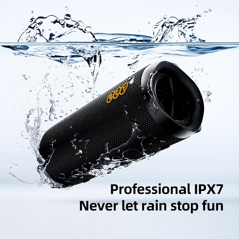 QCY SP7 Green -  Portable Bluetooth Speaker w Stereo Sound 40W, Mic for Calls, RGB Light Show