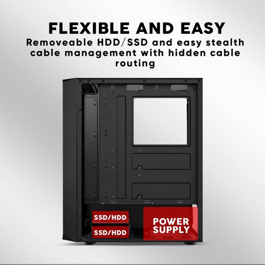 ARMAGGEDDON MICRO ATX GAMING PC CASE AQUARON DUPLEX BLACK