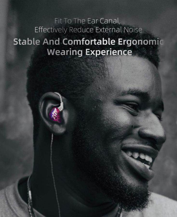 KZ ZST X Purple No Mic - IEM 3,5 In Ear Monitor Earphones, Dynamic Hybrid Dual Driver 1BA+1DD, 2x ma