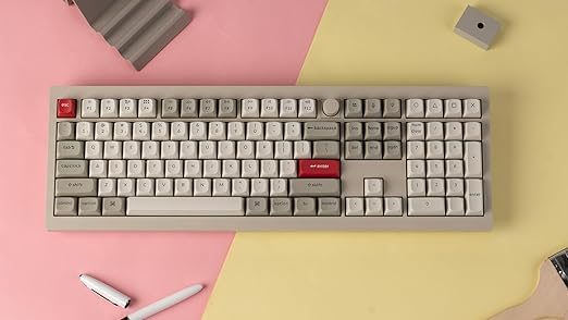 Keychron V6 Max Retro (V6M-R3) QMK/VIA BT/2,4/Wired Custom Mechanical Keyboard Brown Switch 100%