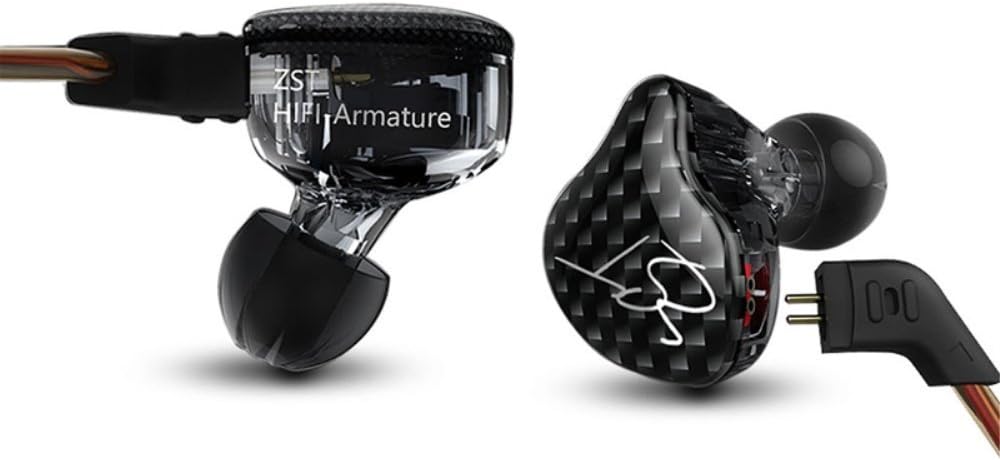 KZ ZST Black  With Mic - IEM 3,5 In Ear Monitor Earphones, Dynamic Hybrid Dual Driver 1BA+1DD