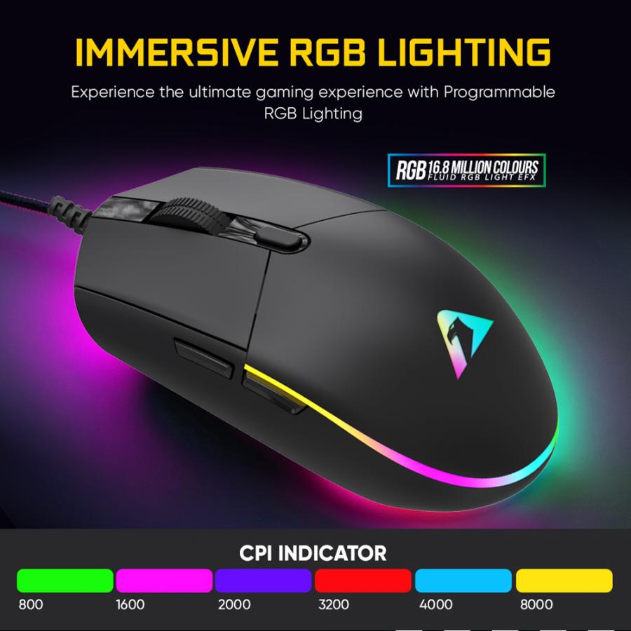 ARMAGGEDDON GAMING MOUSE 12800CPI RAVEN III SIGMA STEALTH BLACK