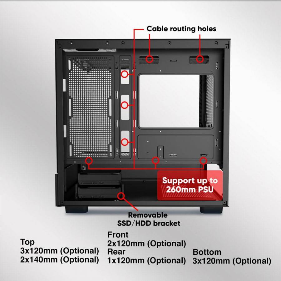 ARMAGGEDDON RGB M-ATX DUAL CHAMBER GAMING CASE AQUARON DUPLEX PRO BLACK