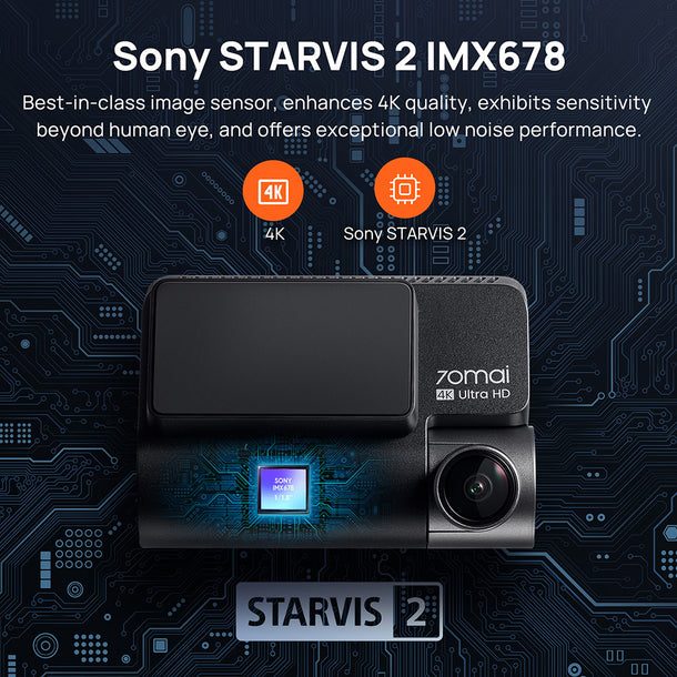 70mai A810 Dash Cam 4K w. Screen - 2160p 60FPS 150FOV GPS 500mAh Car Camera