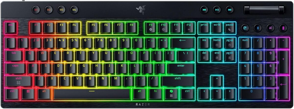 Razer BlackWidow V4 Low Profile HyperSpeed - Wireless / Bluetooth RGB Gaming Keyboard -Green Switch